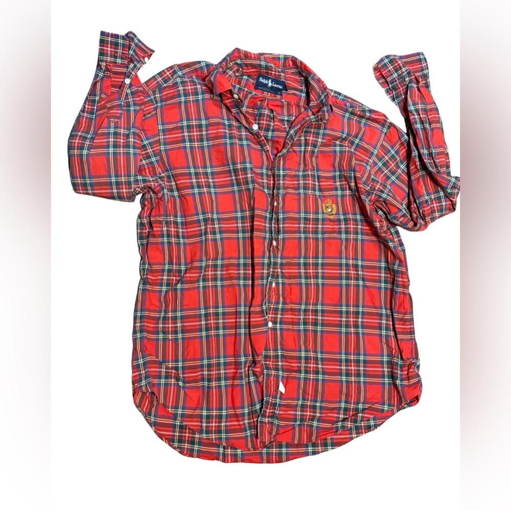 Ralph Lauren Plaid Button Up‎ Shirt Men’s XLG Made USA Classic Preppy